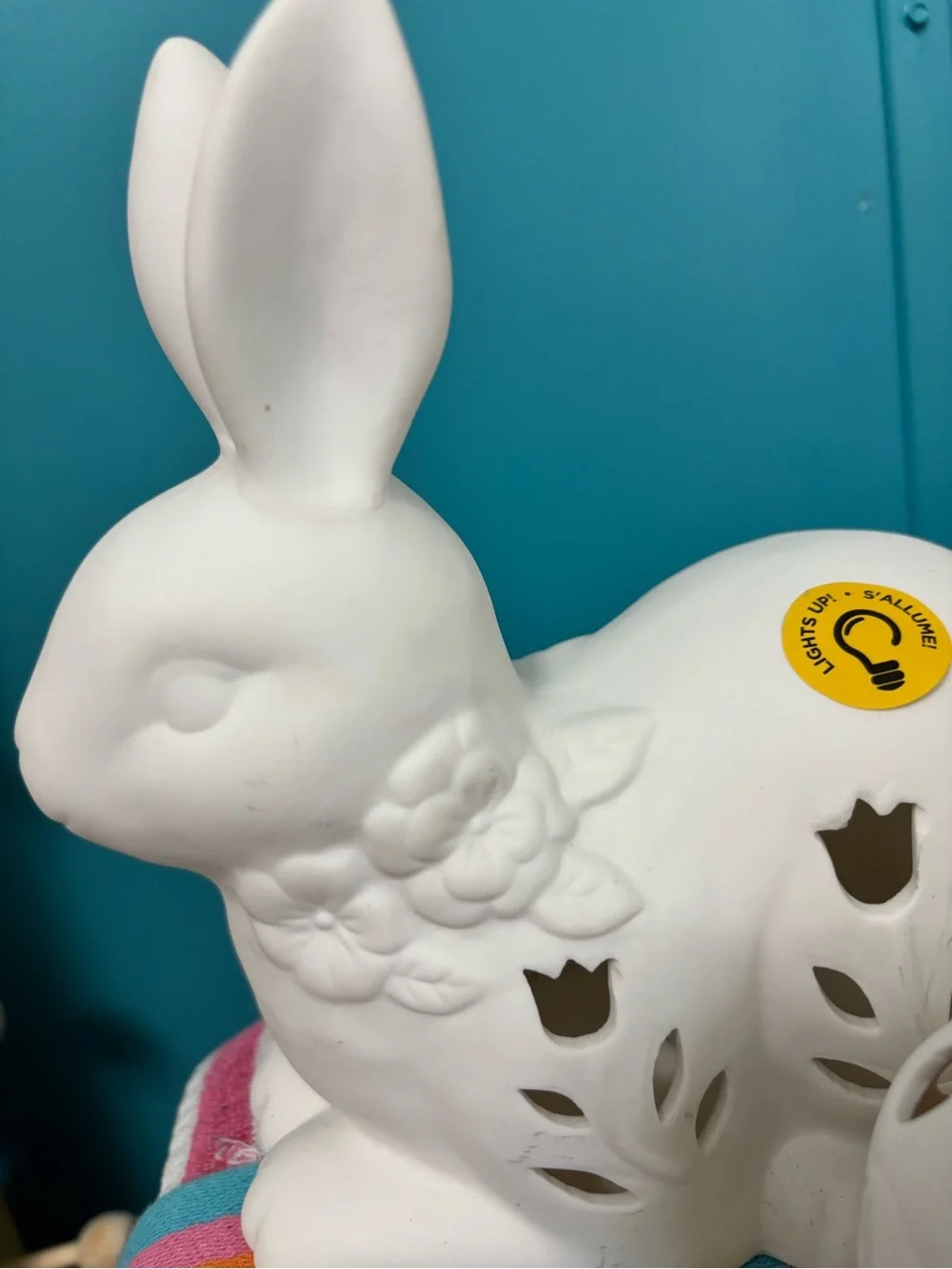 Michaels White Ceramic Bunny Lanterns - Pair